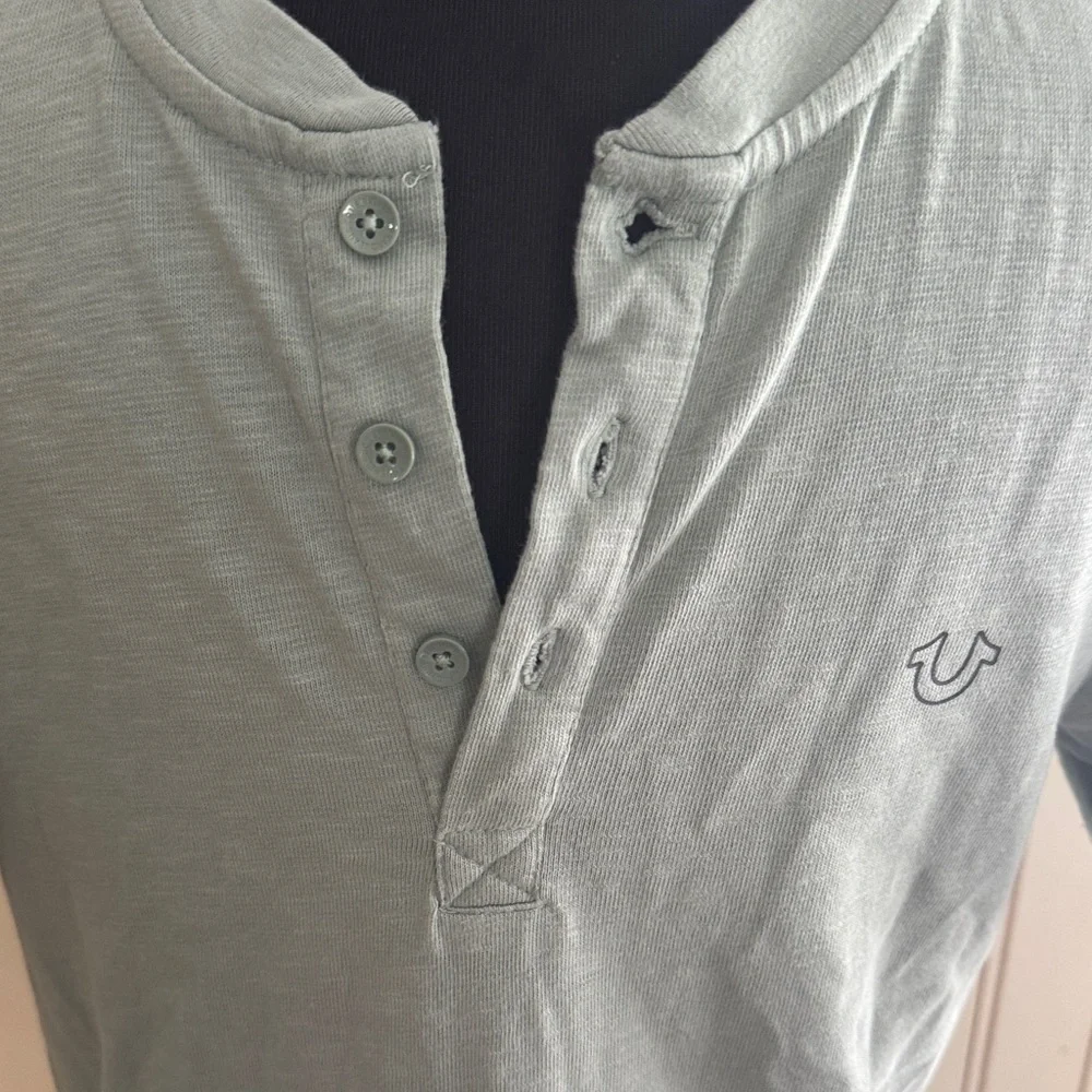 True Religion Sage Green Short Sleeve Henley